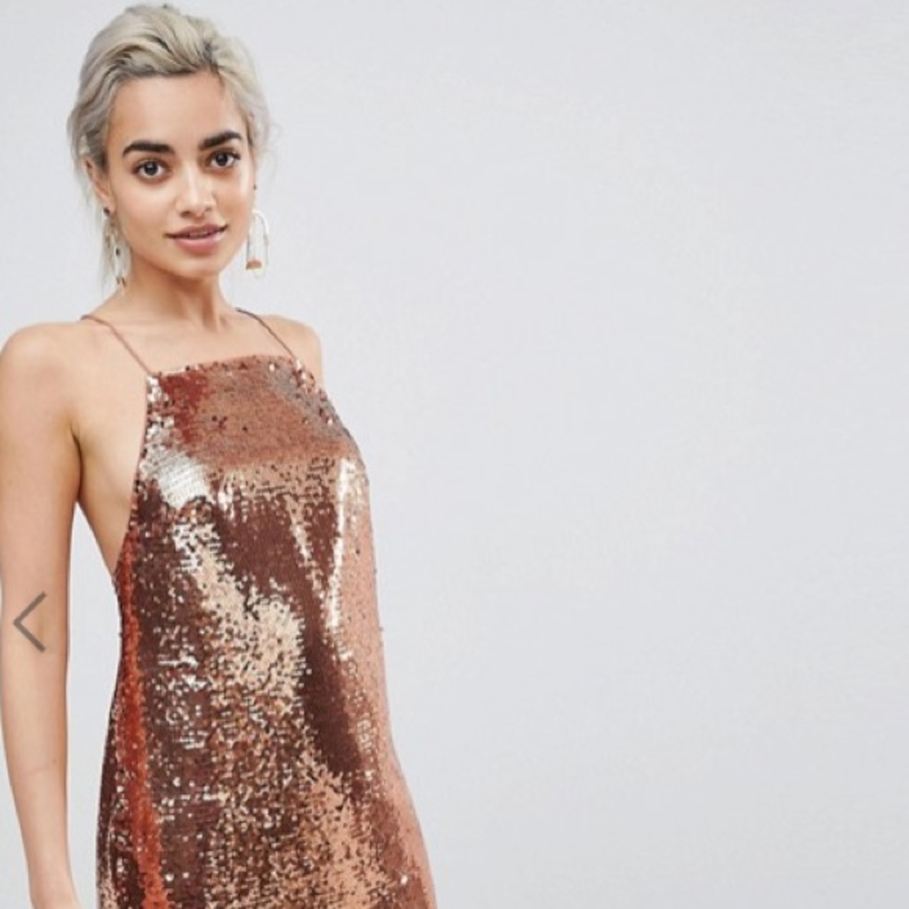 ASOS Rose Gold Sequin Mini Dress